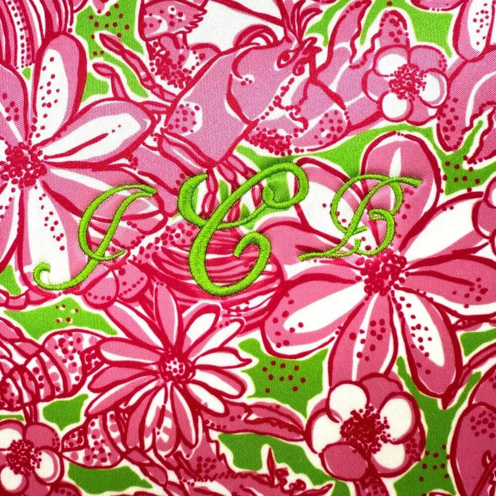 Lilly Pulitzer Monogrammed Pink Green Floral Laptop Carrying Protective‎ Case